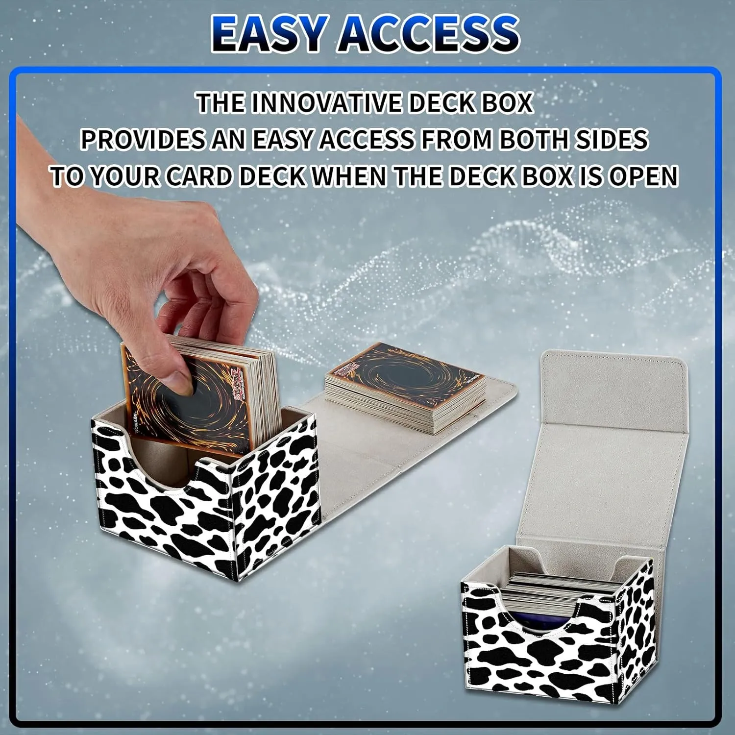 Card Deck Box, MTG Commander Deck Box for Trading Cards, 100  Sleeved Cards with PU Leather Magnetic Card Storage Box for TCG CCG Magic Cards - Cow Prints