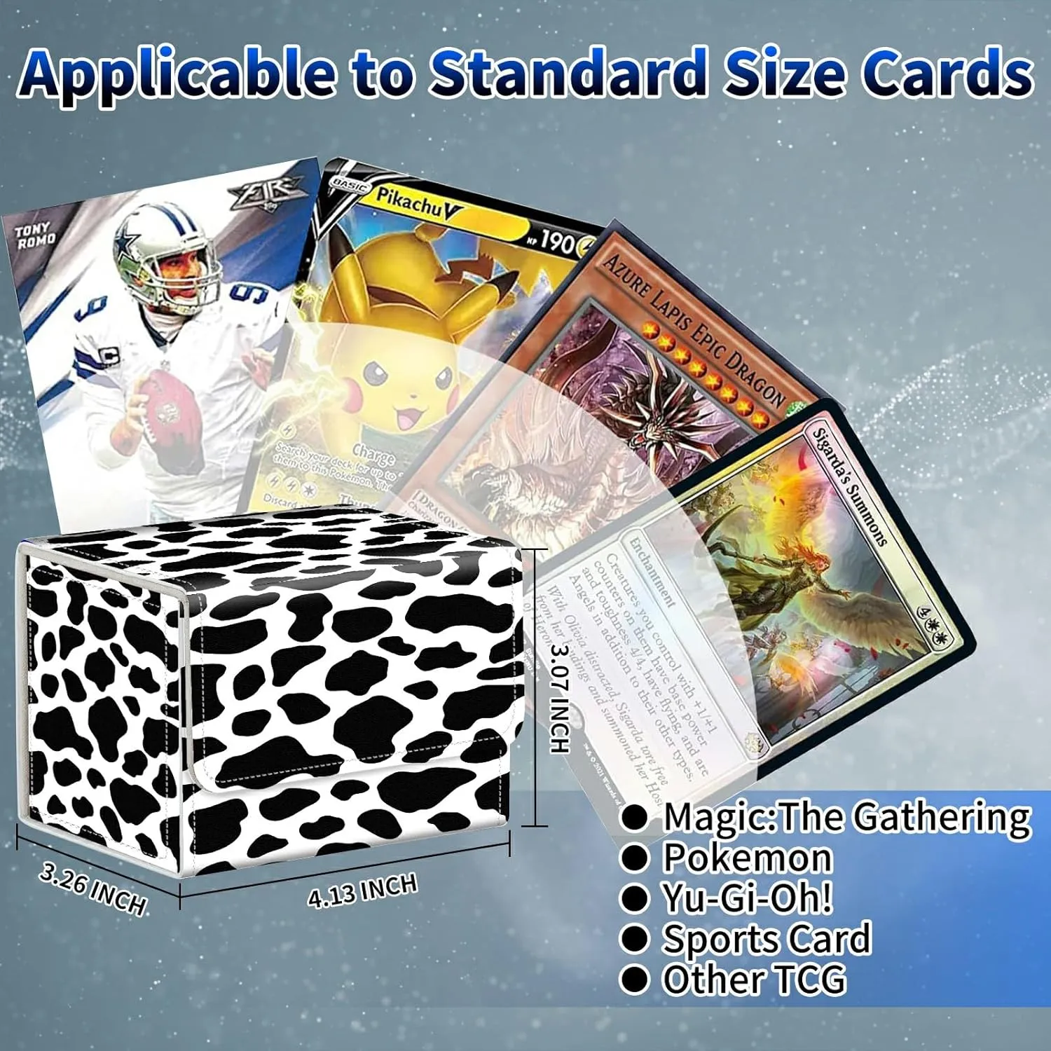 Card Deck Box, MTG Commander Deck Box for Trading Cards, 100  Sleeved Cards with PU Leather Magnetic Card Storage Box for TCG CCG Magic Cards - Cow Prints