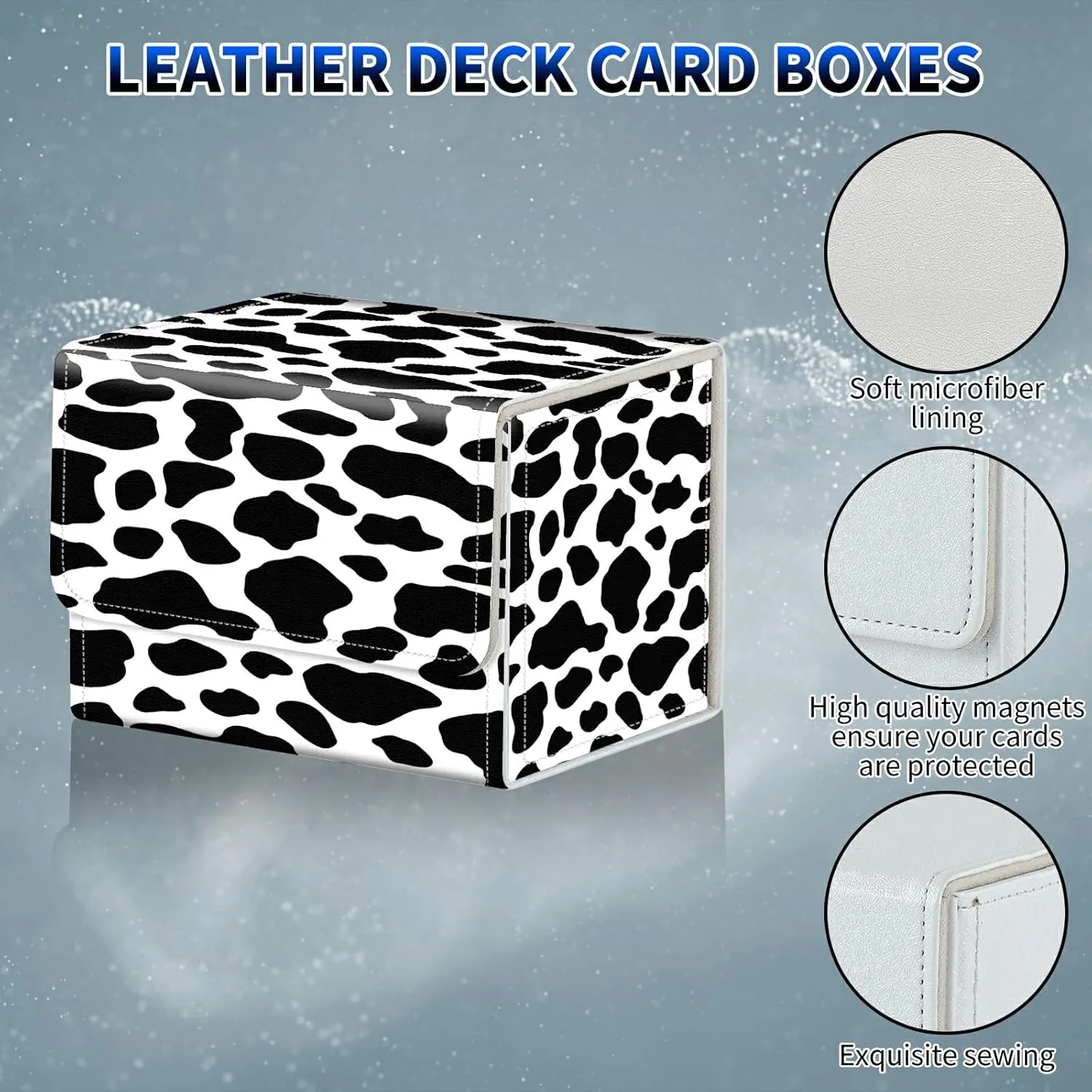 Card Deck Box, MTG Commander Deck Box for Trading Cards, 100  Sleeved Cards with PU Leather Magnetic Card Storage Box for TCG CCG Magic Cards - Cow Prints