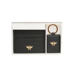 Card Holder & Key Ring Gift Set | Black