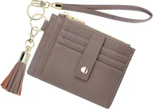 Card Holder,Wristlet Keychain With Wallet Slim RFID Credit Card Holder Id Case Wallet Small Compact Leather Wallet,Wristlet Wallets for Men Women (Camel)