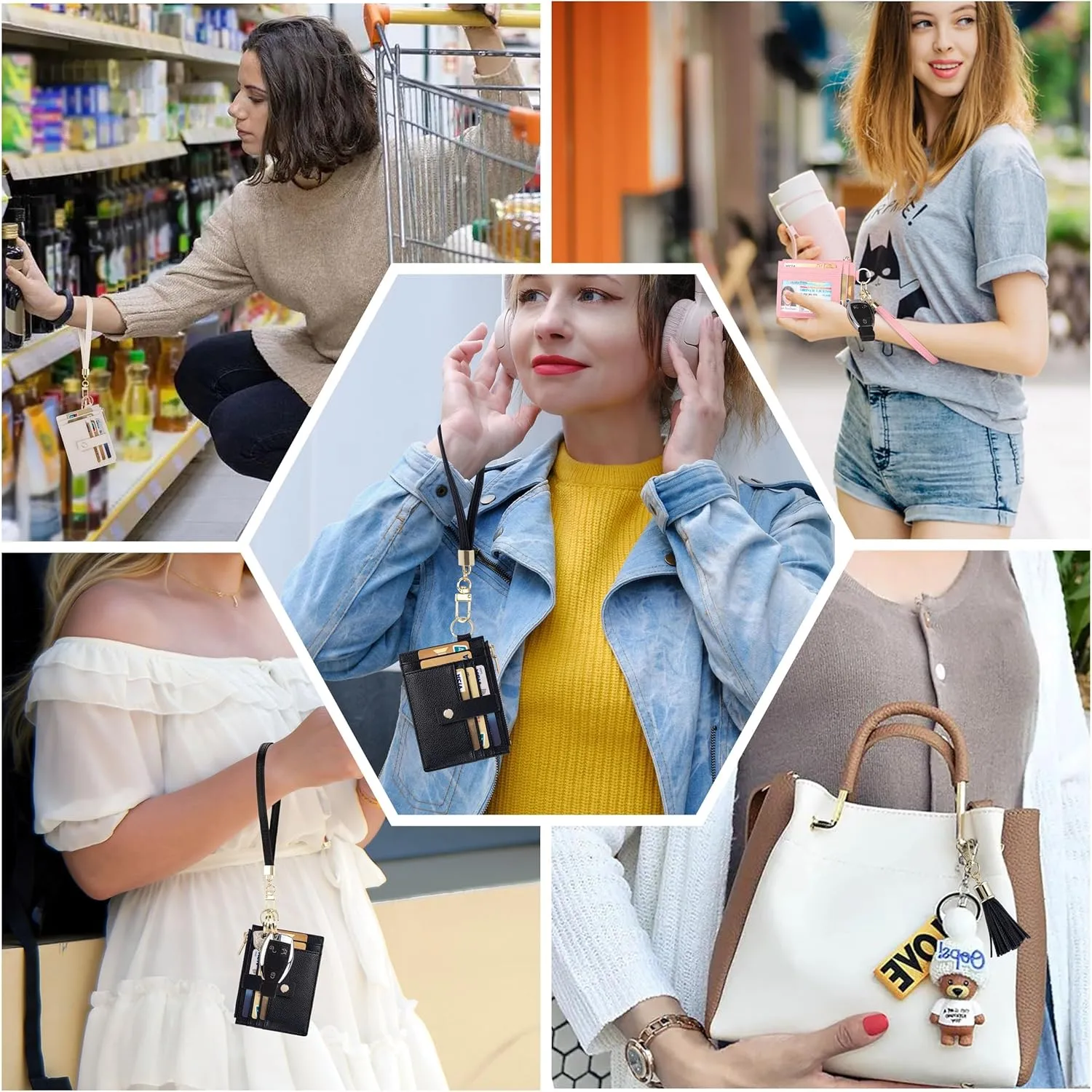 Card Holder,Wristlet Keychain With Wallet Slim RFID Credit Card Holder Id Case Wallet Small Compact Leather Wallet,Wristlet Wallets for Men Women (Camel)