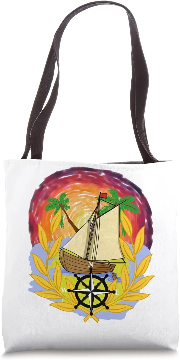 Caribbean Sailing Ship Travel Sailor Adventure Wind Rose Tote Bag