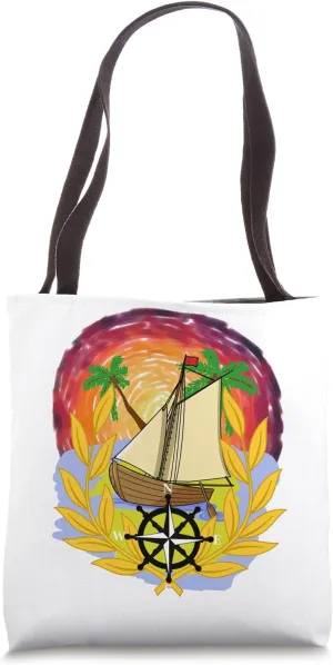 Caribbean Sailing Ship Travel Sailor Adventure Wind Rose Tote Bag