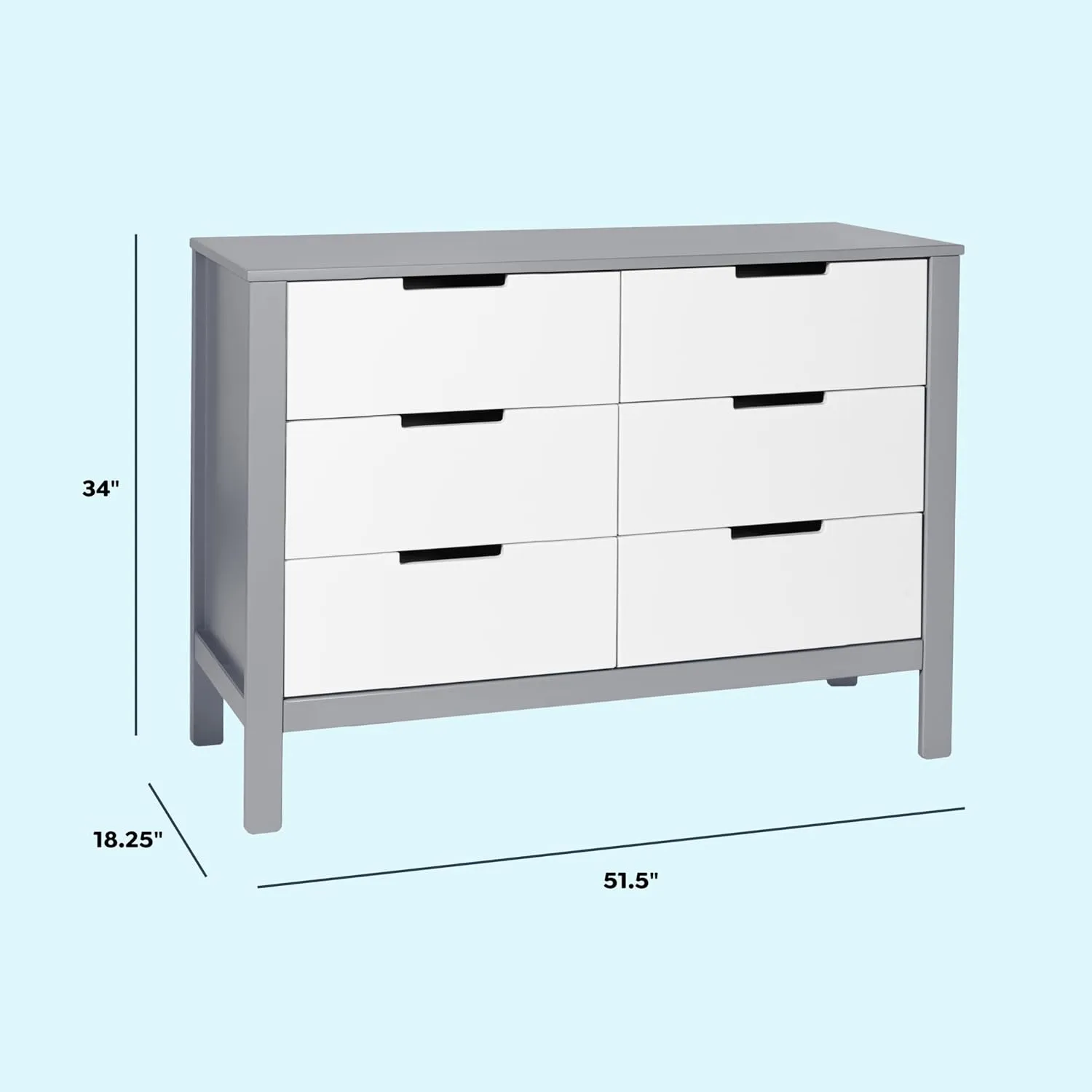 Carter's by DaVinci Colby 6-Drawer Dresser in Grey and White