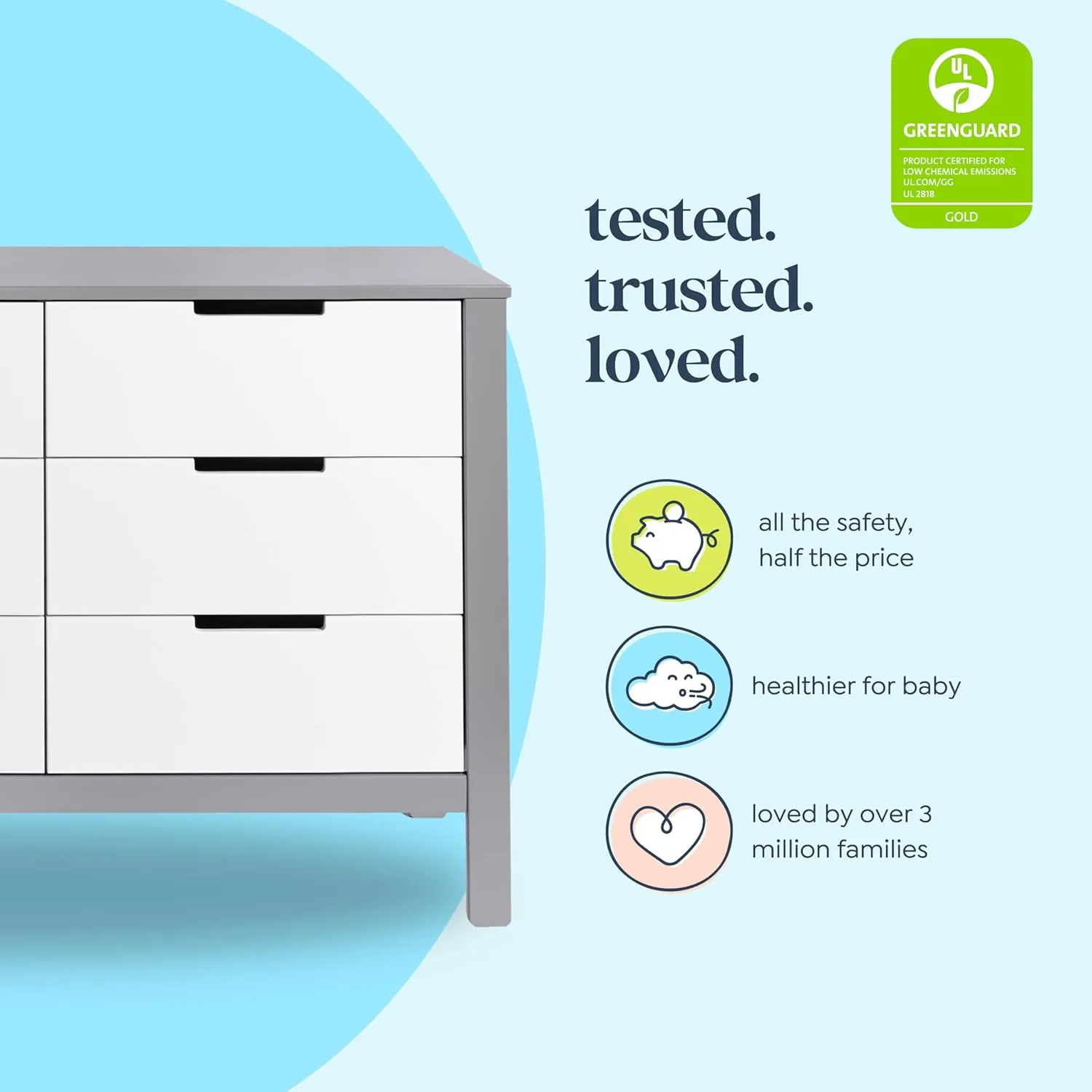 Carter's by DaVinci Colby 6-Drawer Dresser in Grey and White