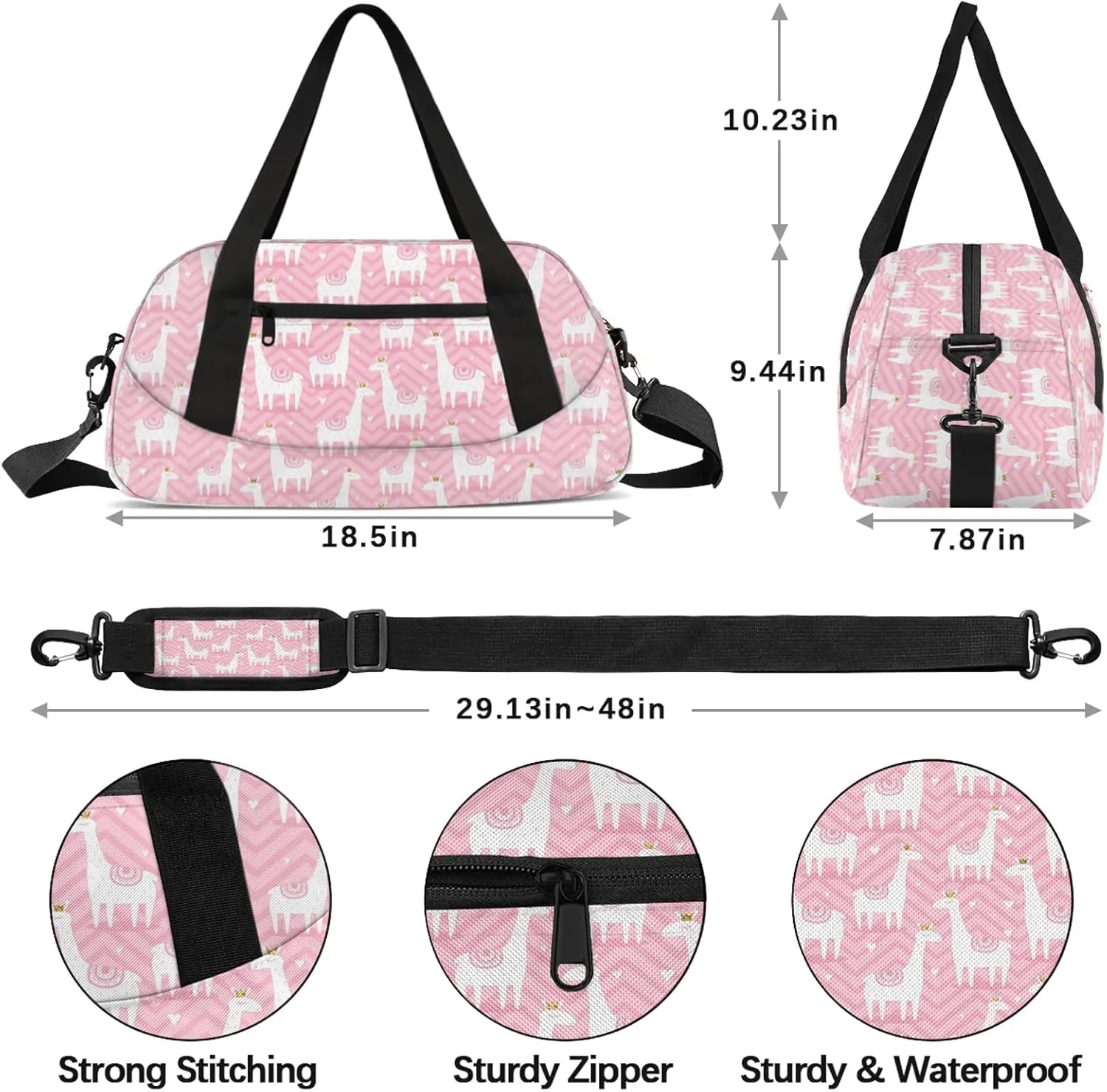 Cartoon Giraffe Pattern Kids Duffel Bag Lightweight Waterproof Sports Gym Bag with Front Zipper Pocket Foldable Weekender Overnight Bag for School Practice Gymnastic Ballet