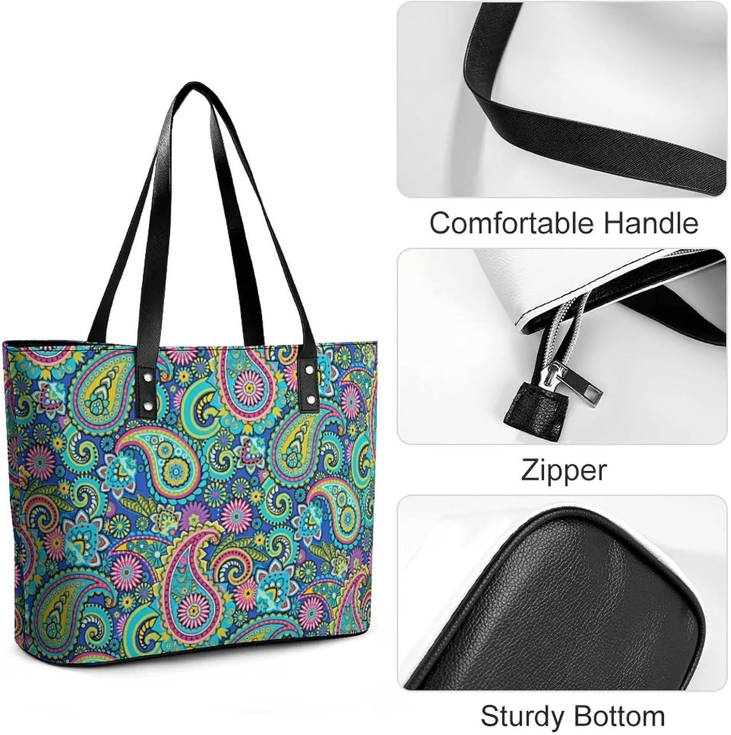 Cartoon Mushrooms A Leather Handbag with Large Capacity And Portability