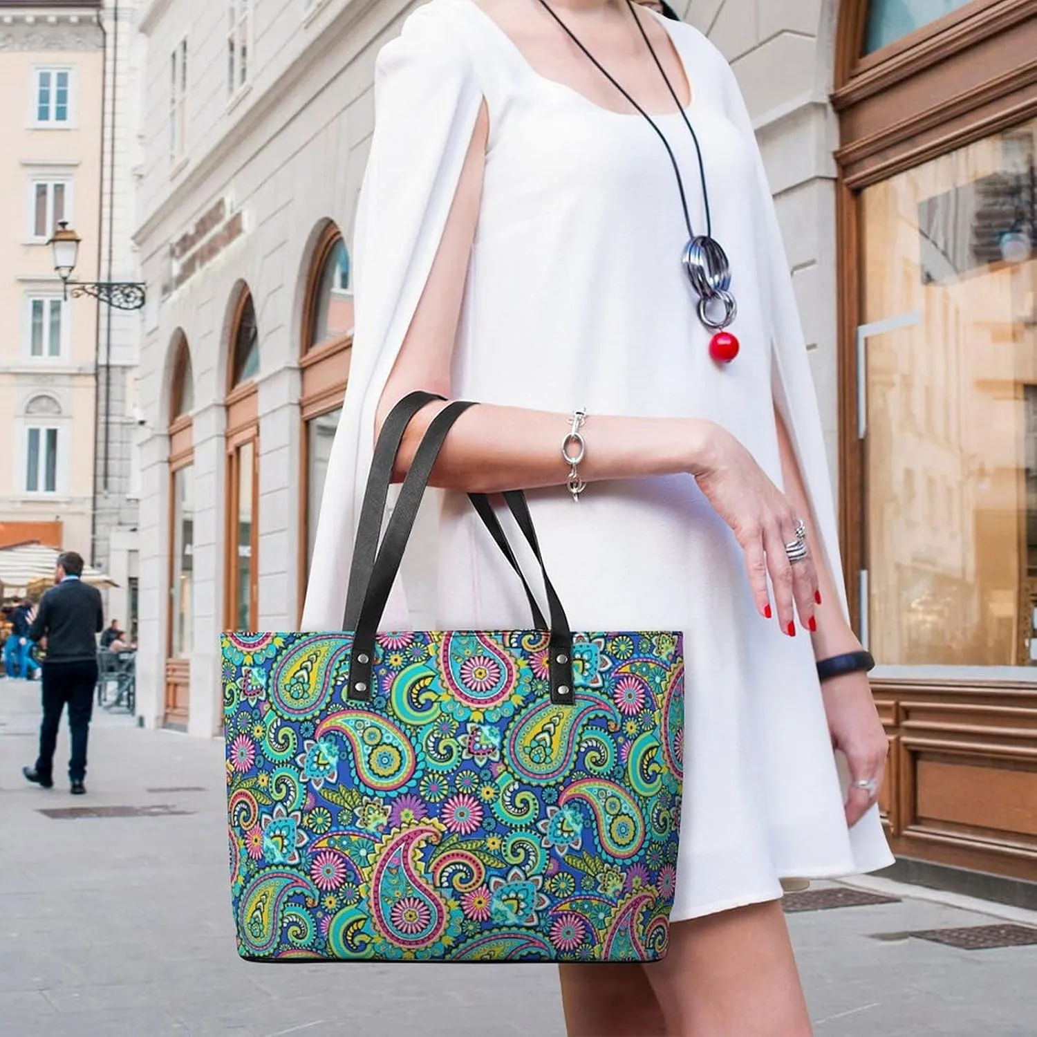 Cartoon Mushrooms A Leather Handbag with Large Capacity And Portability