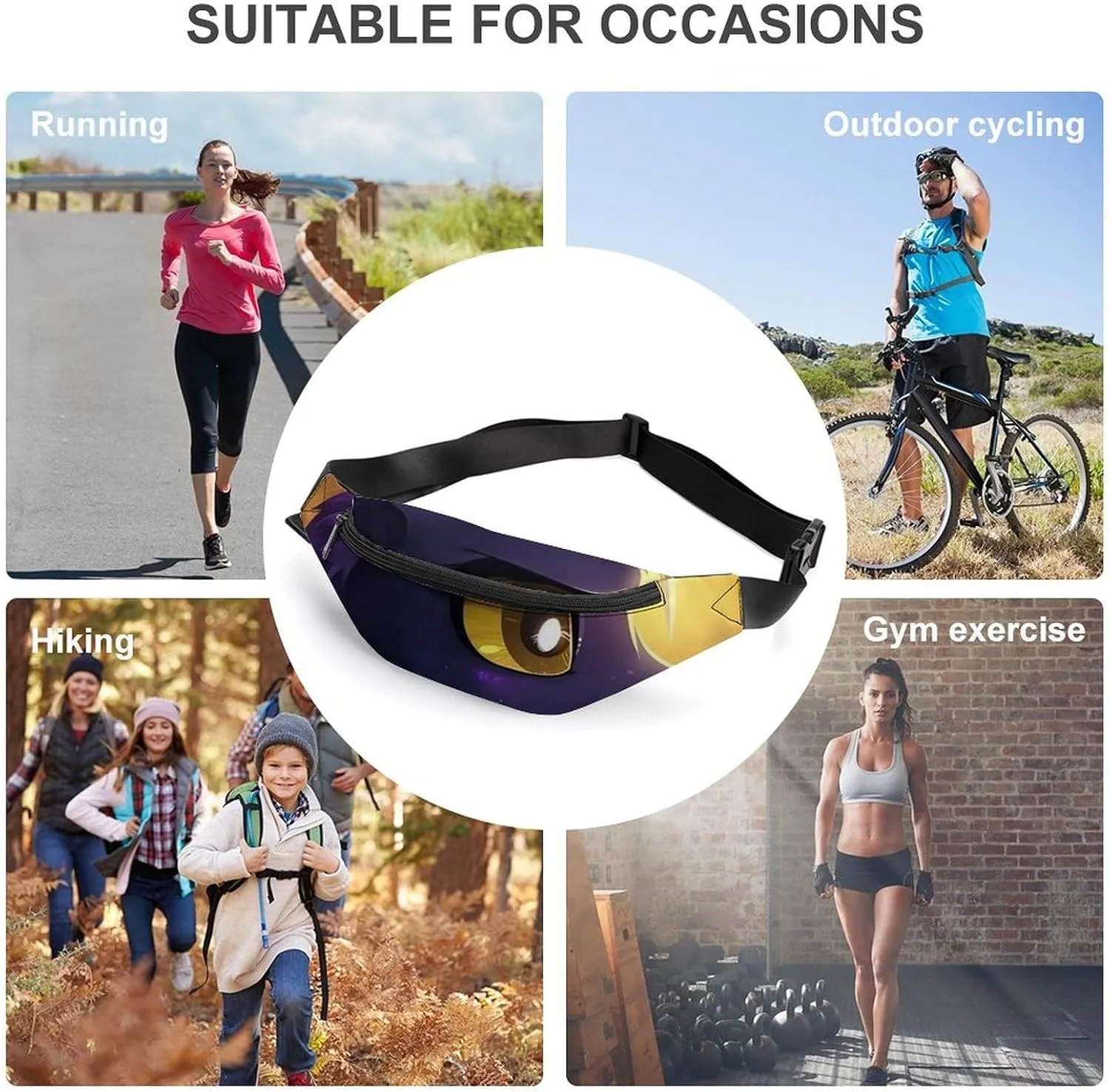 Cartoon Purple Pony Fanny Pack for Women Men Waist Bag Waterproof Belt Bag with Adjustable Strap