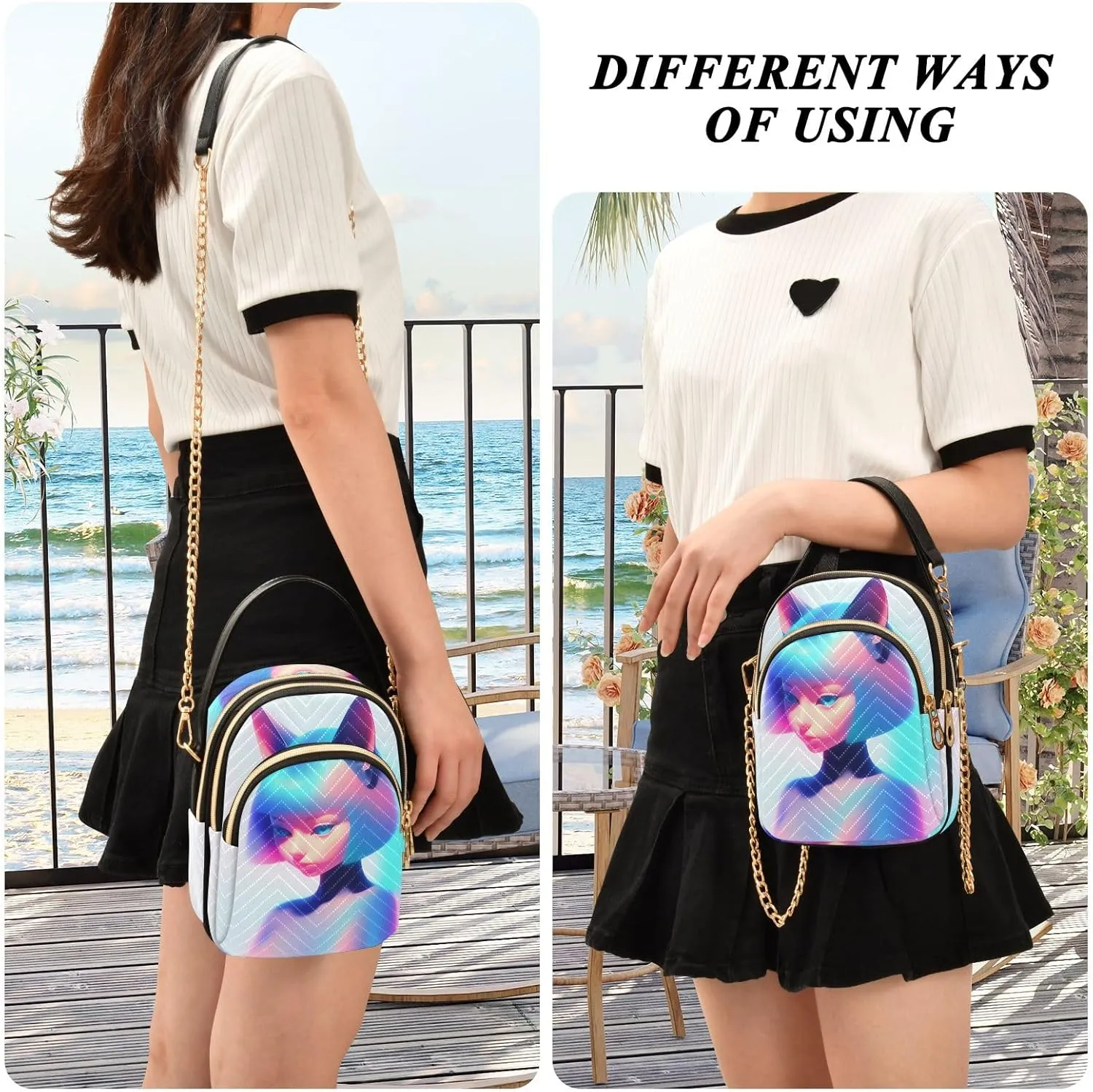 Cartoon Quilted Crossbody Bag Small Shoulder Purse Women's Handbags Phone Purse with Chain