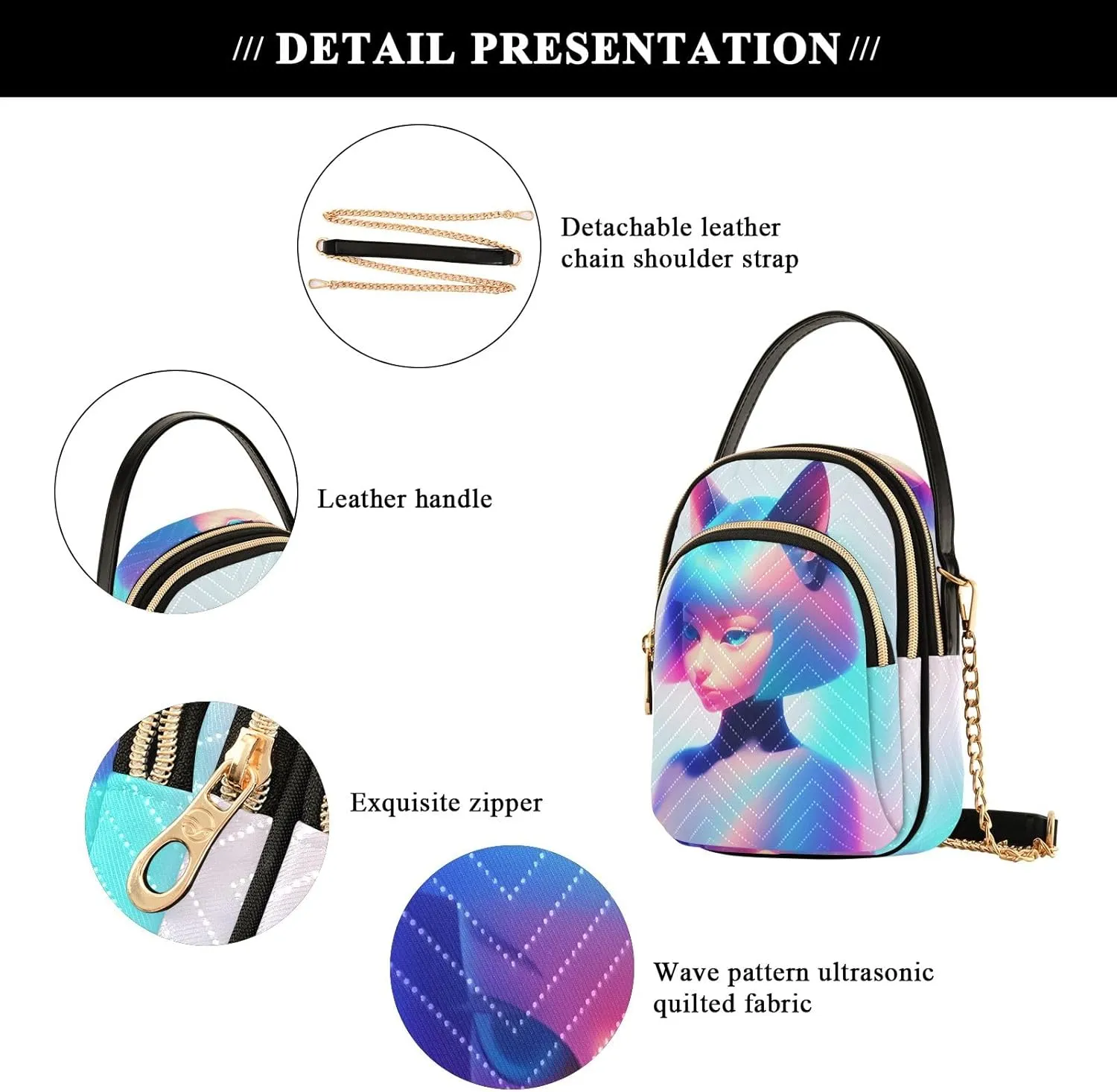 Cartoon Quilted Crossbody Bag Small Shoulder Purse Women's Handbags Phone Purse with Chain