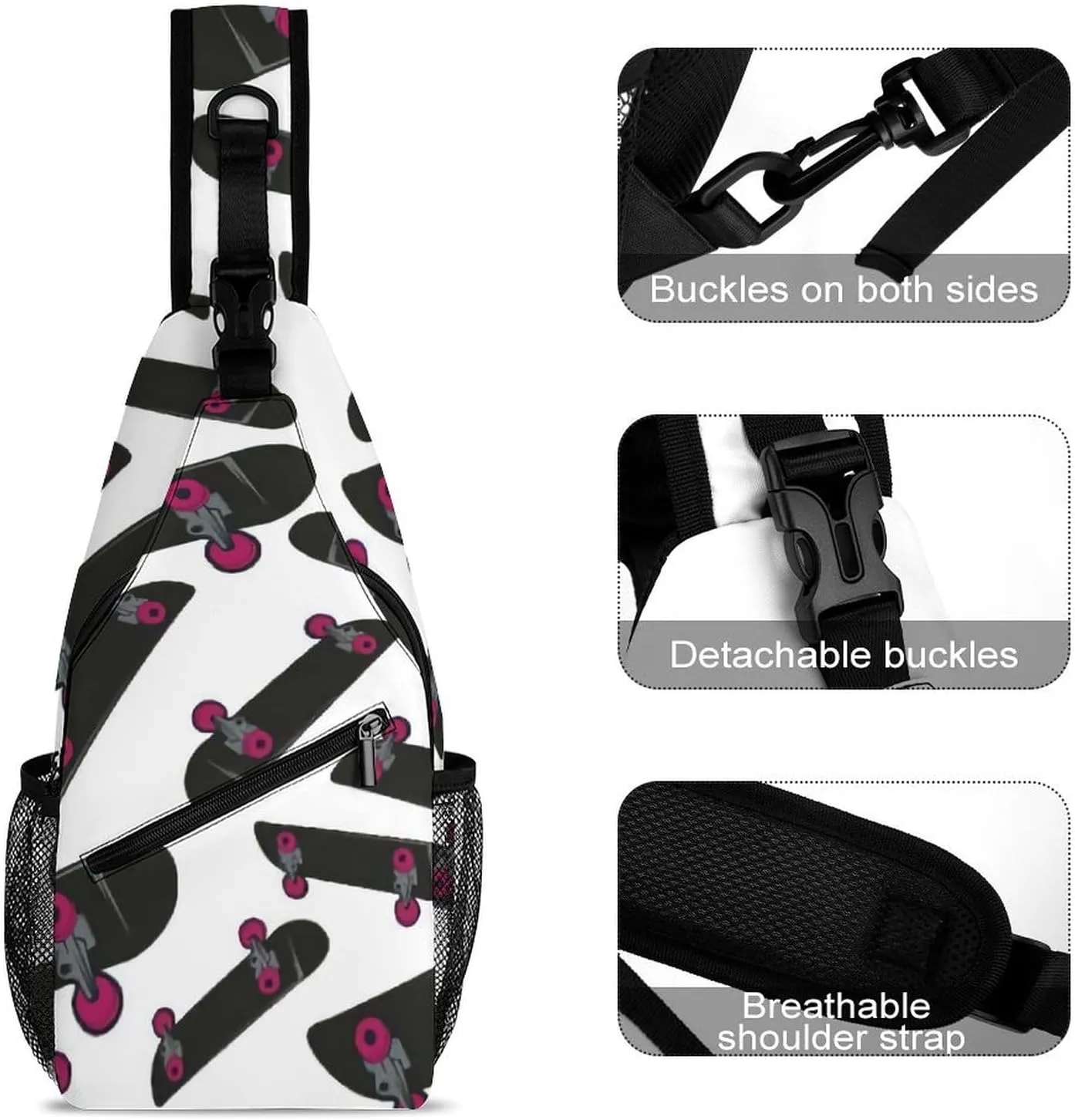 Cartoon Skateboard Extreme Sports A Spacious And Large Capacity Portable Adjustable Chest Bag