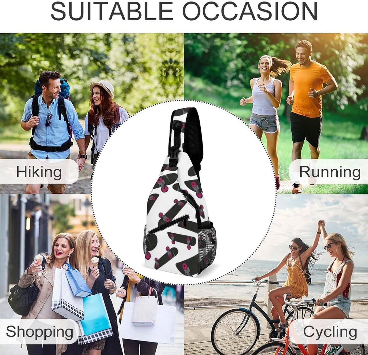 Cartoon Skateboard Extreme Sports A Spacious And Large Capacity Portable Adjustable Chest Bag