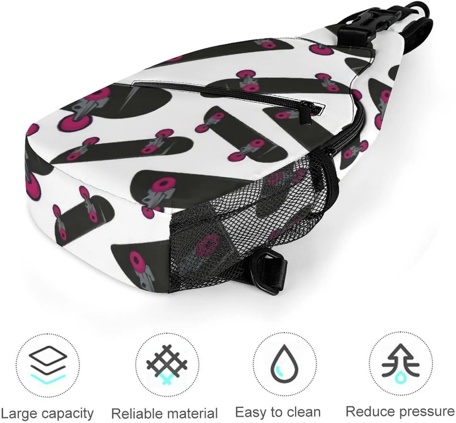 Cartoon Skateboard Extreme Sports A Spacious And Large Capacity Portable Adjustable Chest Bag