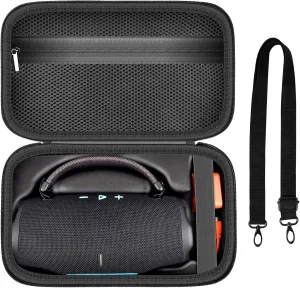 Case for JBL Charge 6 Portable Bluetooth Speaker, Waterproof Speaker Case with Adjustable Shoulder Strap, Hard Travel Storage Holder with Internal Pockets for Charging Accessories (Box Only) (Black)