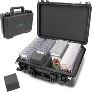 CASEMATIX Graded Card Case Pro Edition Compatible with 120  BGS PSA Graded Sports Trading Cards, Waterproof Graded Slab Trading Card Box with Precision Cut Graded Card Storage Box Foam Dividers