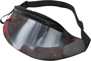 Casual Crimson Cascade Printed Fanny Pack,Crossbody Fanny packs for women Men Waist Bag for Running Travel