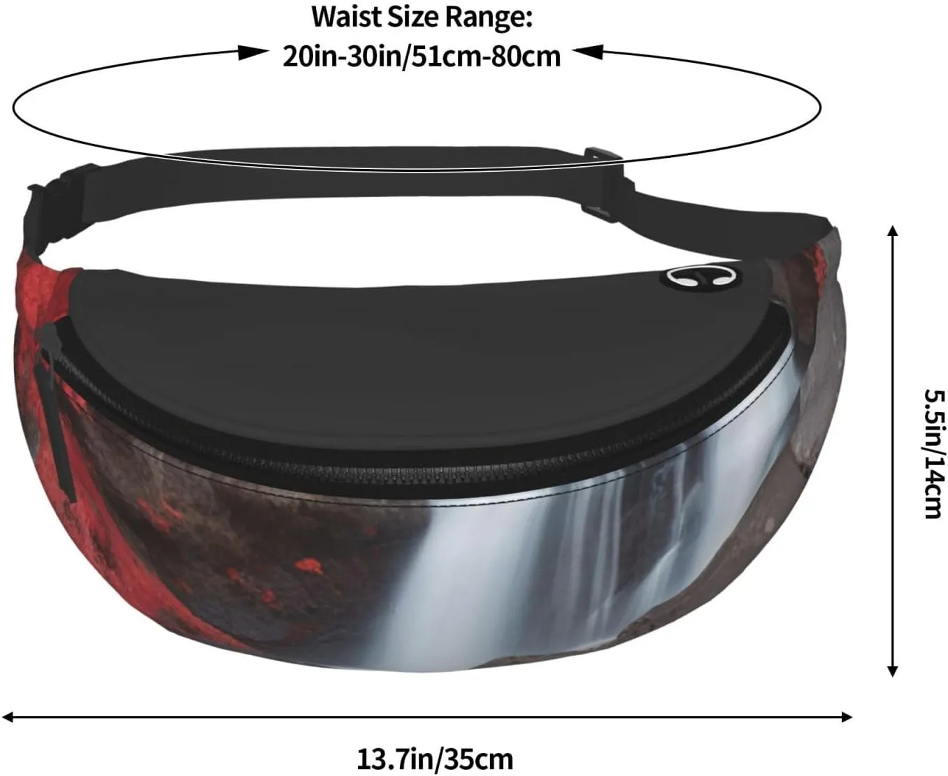 Casual Crimson Cascade Printed Fanny Pack,Crossbody Fanny packs for women Men Waist Bag for Running Travel