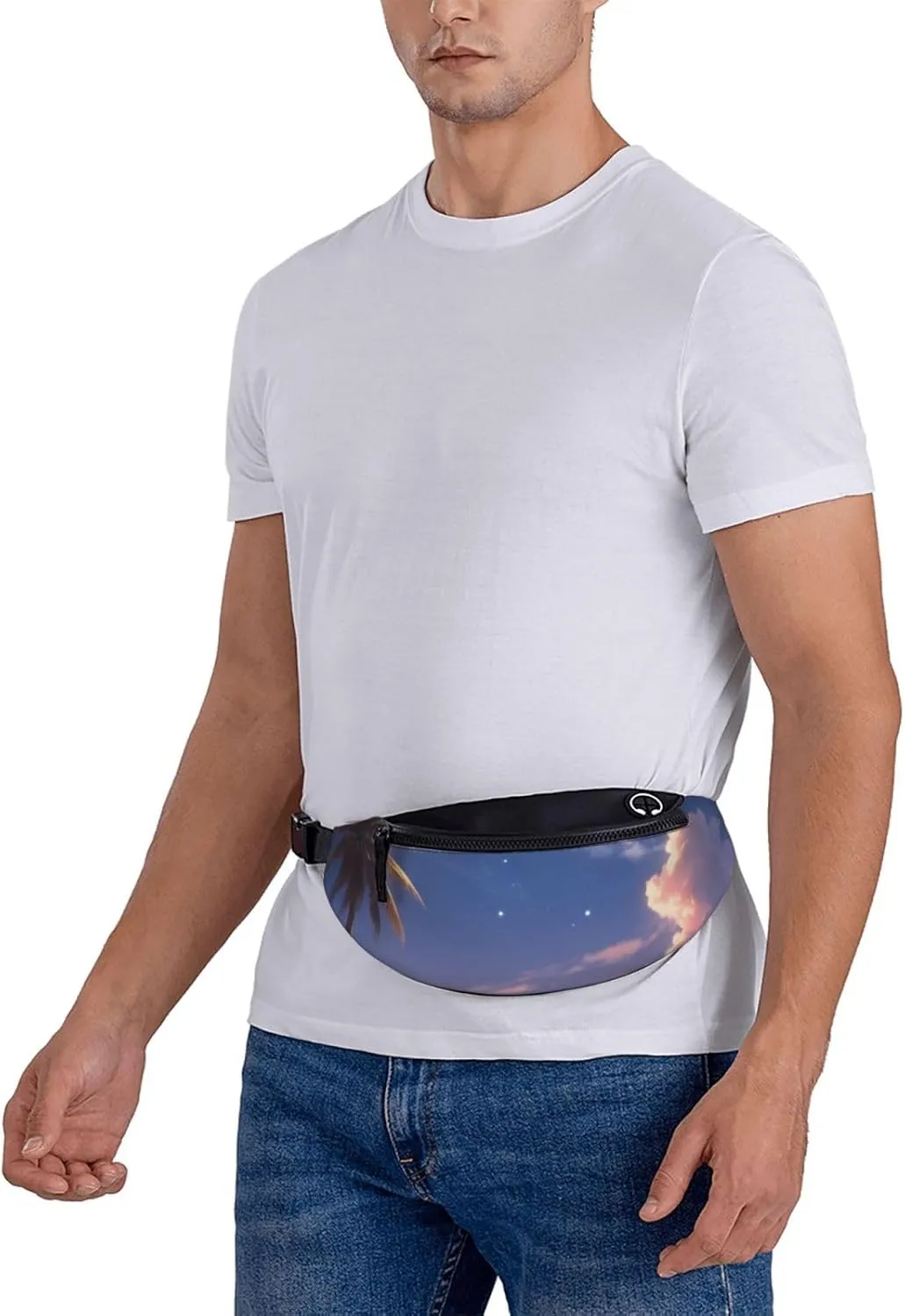 Casual Melodic Moonlight Printed Fanny Pack,Crossbody Fanny packs for women Men Waist Bag for Running Travel