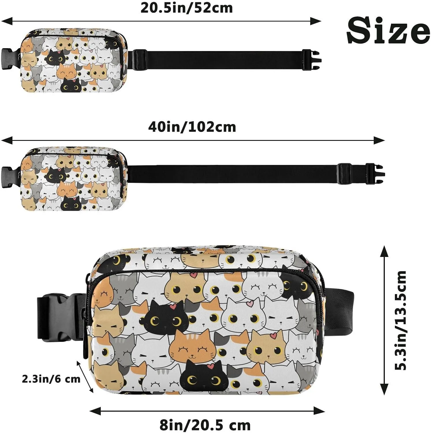 Cat Fanny Pack for Men Women Belt Bag Fashion Waist Pouch with Adjustable Strap Lightweight for Outdoor Sports Running Traveling Hiking Camping Cycling