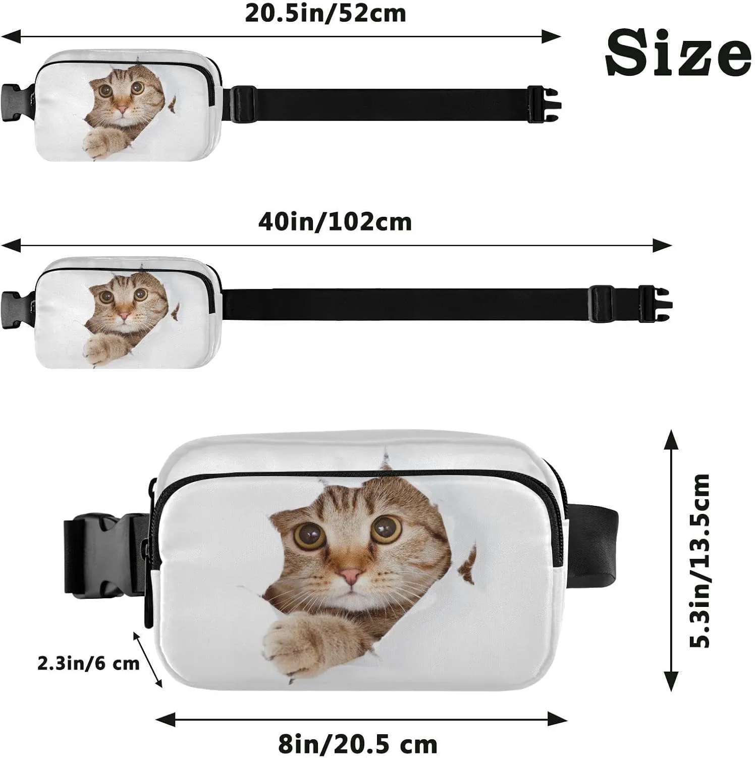 Cat Fanny Pack for Women Belt Bag Waterproof Adjustable Strap Waist Pouch Presents Casual Cycling Running