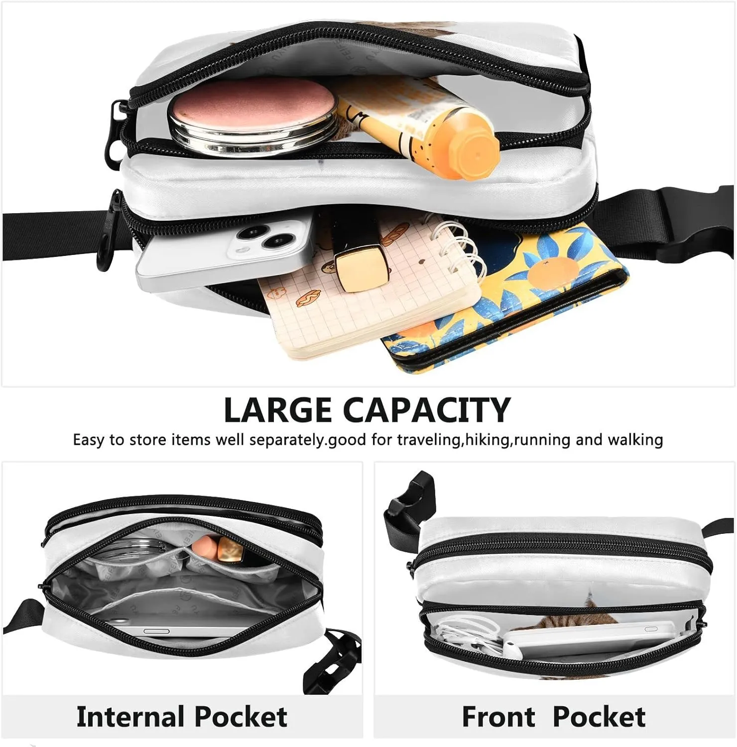 Cat Fanny Pack for Women Belt Bag Waterproof Adjustable Strap Waist Pouch Presents Casual Cycling Running