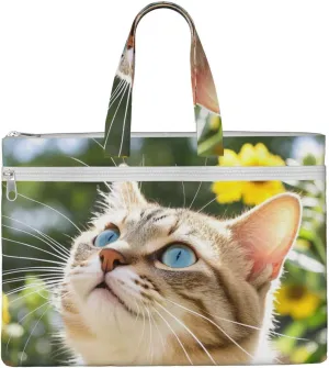 Cat Print Men's and Women's Canvas Portable File Bags,Laptop Briefcase,Business Travel Office Bags