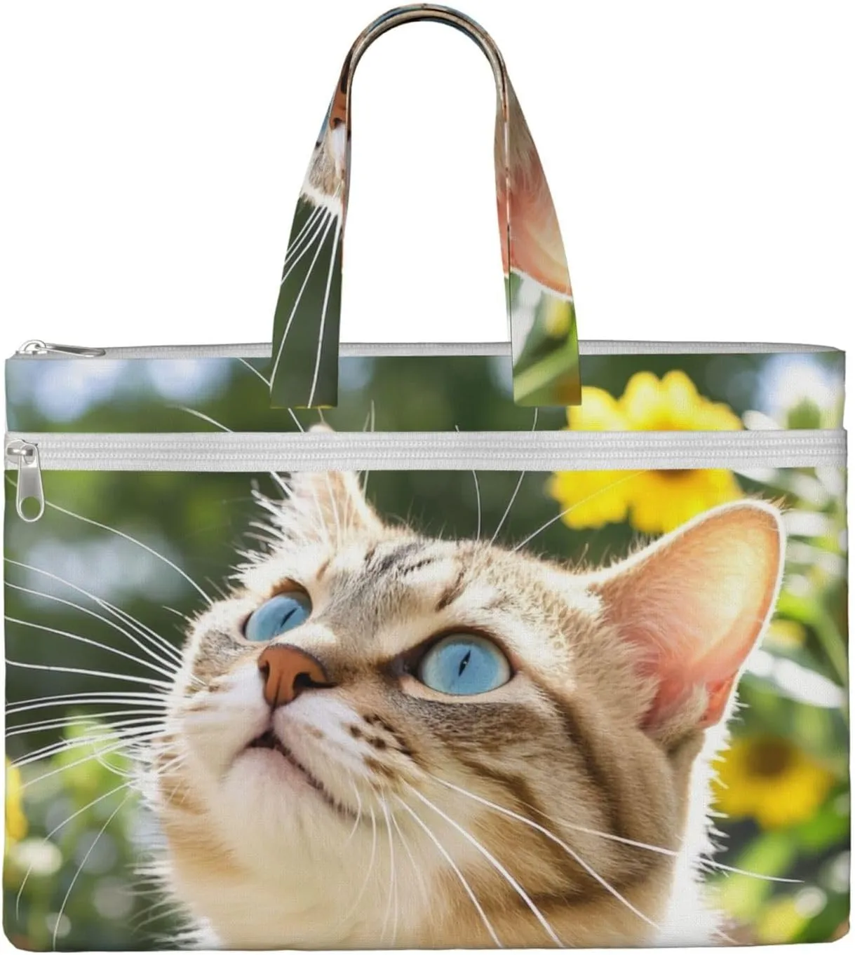 Cat Print Men's and Women's Canvas Portable File Bags,Laptop Briefcase,Business Travel Office Bags