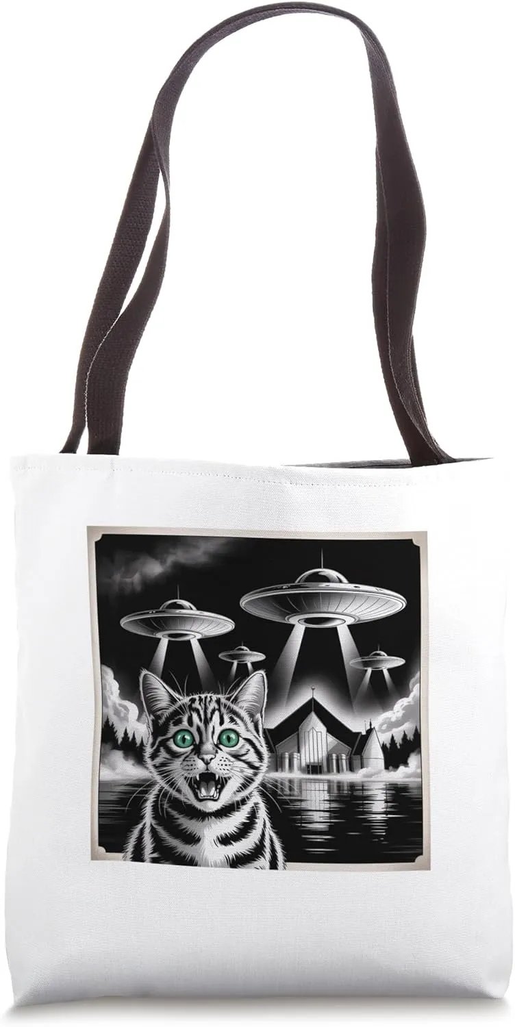 Cat Selfie UFO Funny Cat Sweden Travel Sweden Tote Bag