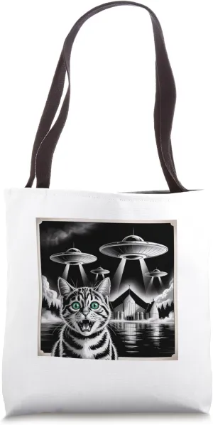Cat Selfie UFO Funny Cat Sweden Travel Sweden Tote Bag