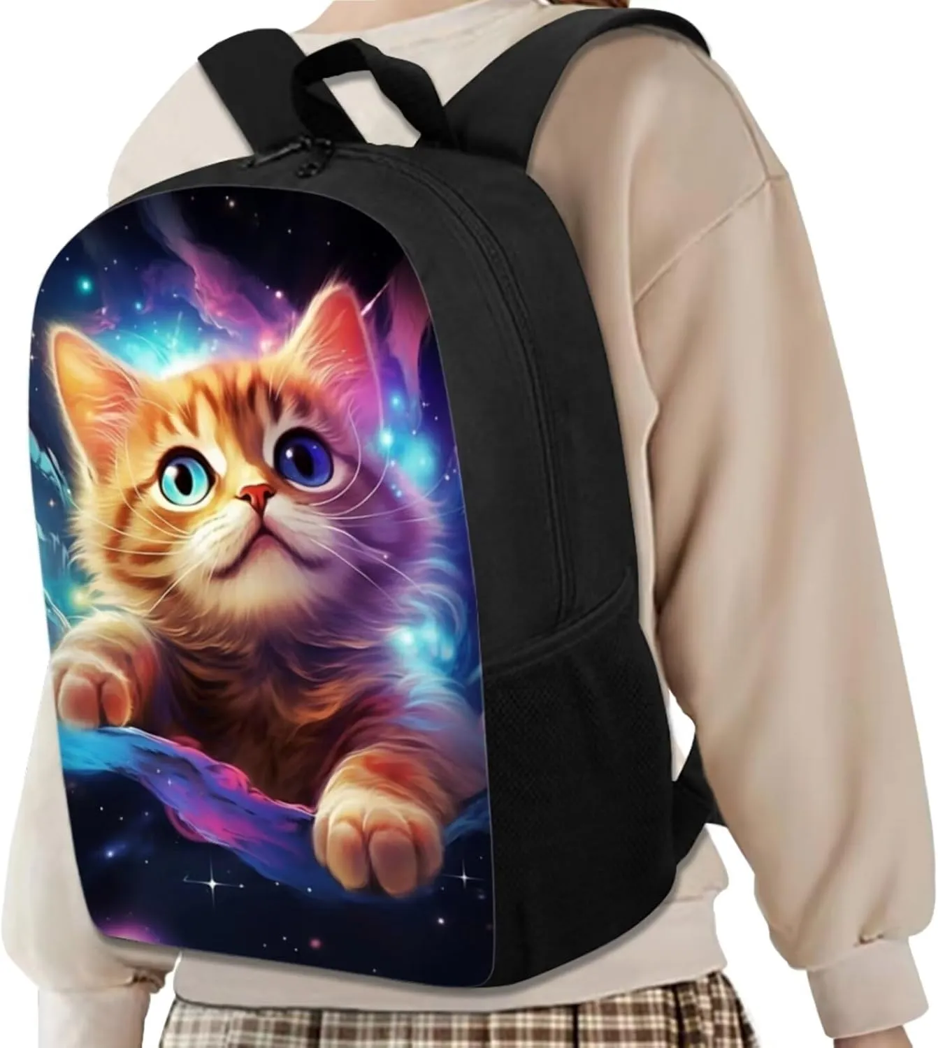 Cat Toddler Backpack and Lunch Box Set Boys Canvas Soft Girls School Bag Recycle Reusable Insulated Bags and Mini Pencil Case for School Work Travel