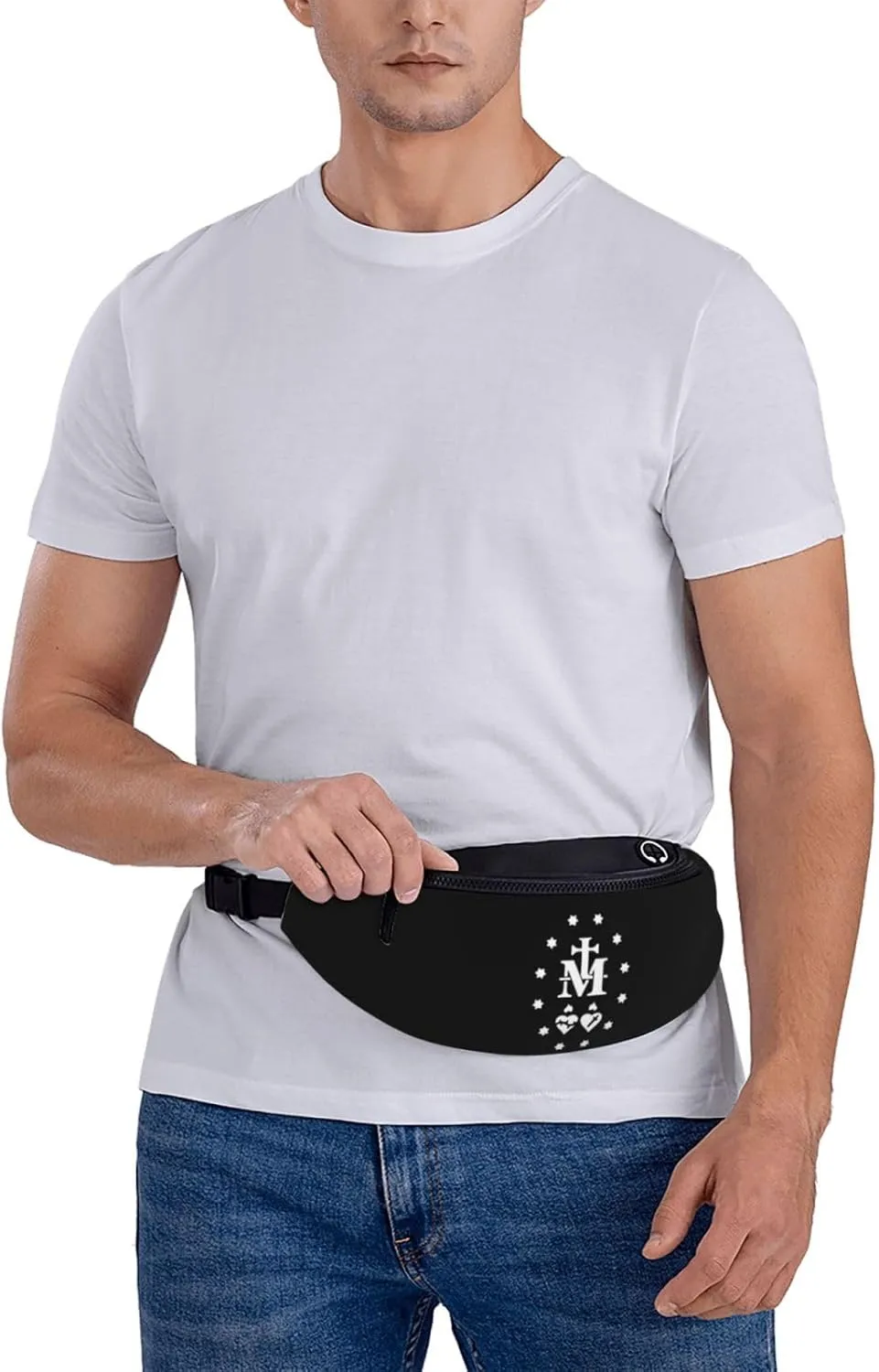 Catholic Virgin Mary Sacred Heart Unisex Adjustable Leisure Waist Bag Outdoor Sports Running Waist Bag Business Travel Mobile Phone Bag