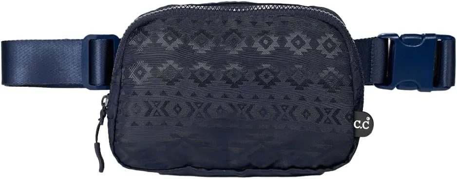 C.C Aztec Pattern Belt Bag - Fanny Pack & Crossbody Bag for Women - Fashion Waist Pack with Adjustable Strap - Navy