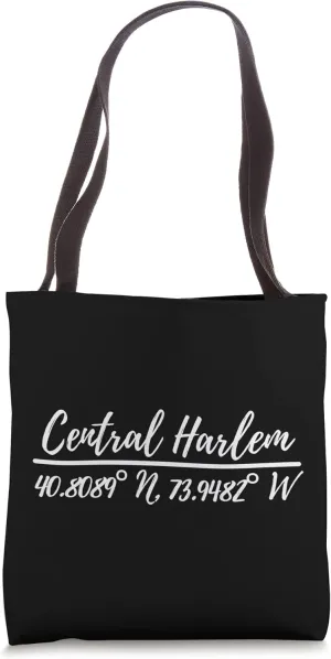 Central Harlem New York Uptown Latitude Longitude Tote Bag
