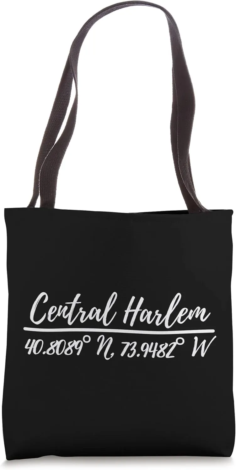 Central Harlem New York Uptown Latitude Longitude Tote Bag