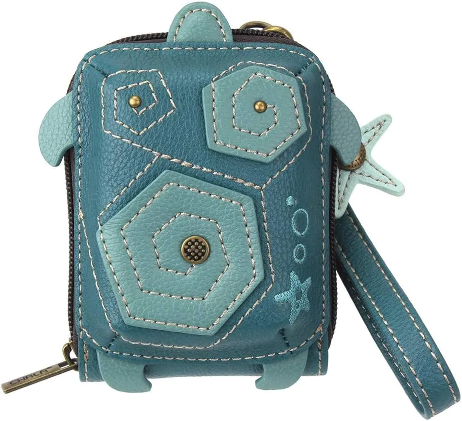 CHALA RFID Cute-C Credit Card Holder Wallet Wristlet - Women Faux Leather Cute-C with Strap