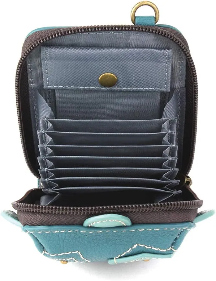 CHALA RFID Cute-C Credit Card Holder Wallet Wristlet - Women Faux Leather Cute-C with Strap