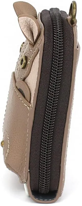 CHALA RFID Cute-C Credit Card Holder Wallet Wristlet - Women Faux Leather Cute-C with Strap