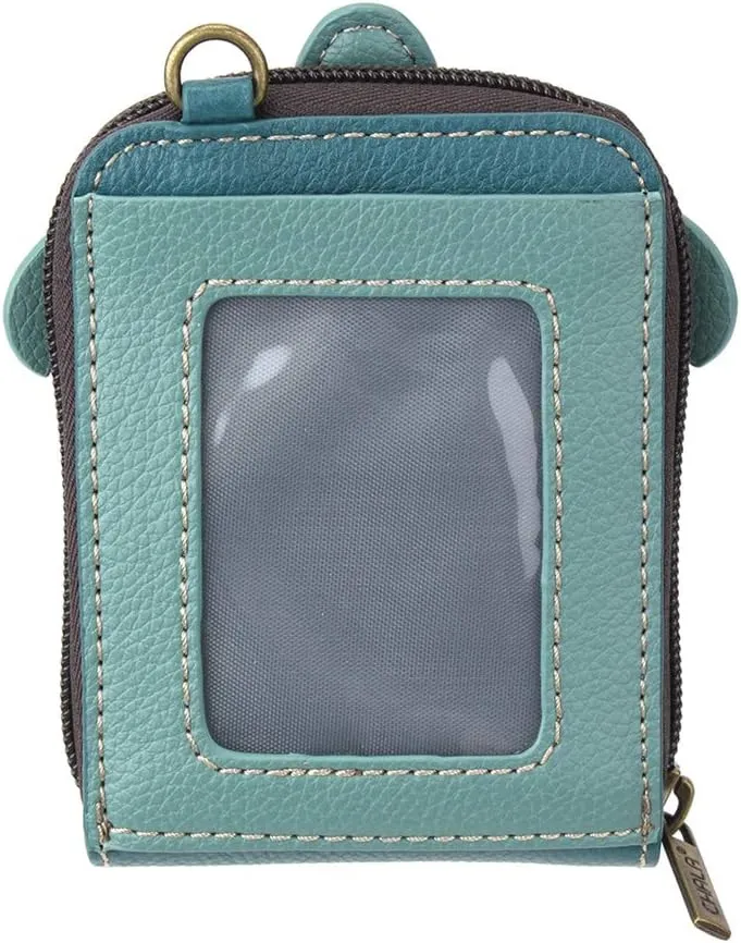 CHALA RFID Cute-C Credit Card Holder Wallet Wristlet - Women Faux Leather Cute-C with Strap