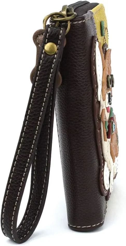CHALA Zip Around Wallet, Wristlet, 8 Credit Card Slots, Sturdy Pu Leather - Corgi - Mustard