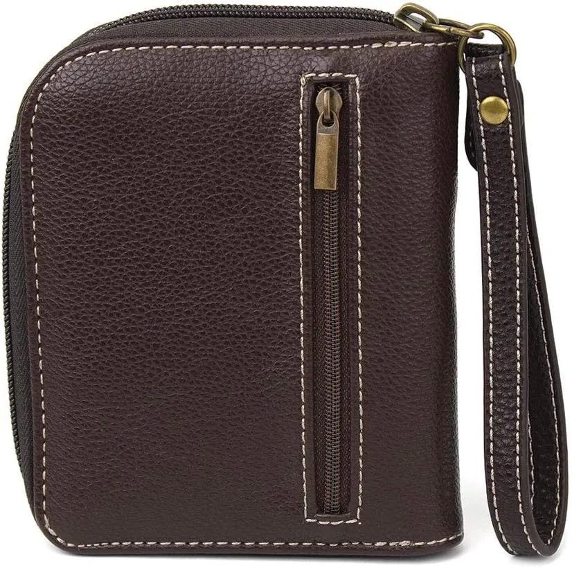 CHALA Zip Around Wallet, Wristlet, 8 Credit Card Slots, Sturdy Pu Leather - Lion - Indigo