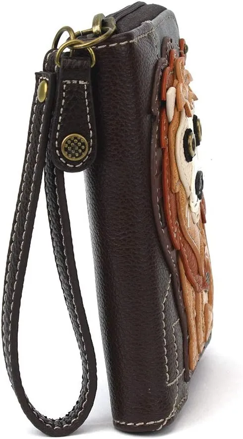 CHALA Zip Around Wallet, Wristlet, 8 Credit Card Slots, Sturdy Pu Leather - Lion - Indigo