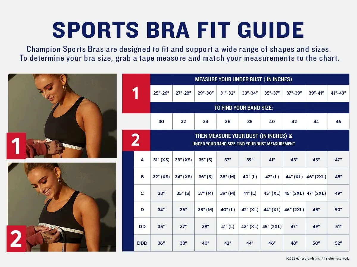 Champion womens Racerback Sports Bra,moisture-wicking Athletic Sports Bra With Adjustable Straps