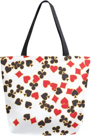 Chaotic Characters Playing Cards Canvas Tote Bag Women Shoulder Bag Reusable Grocery Bags Large Handbag Travel Shopping Bag for School Nursing Gift Outdoors