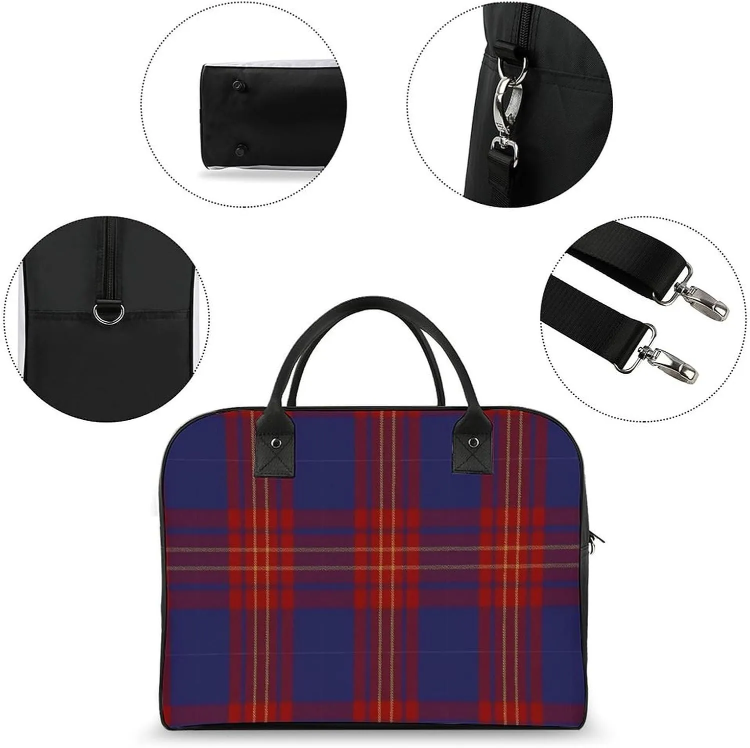 Checkered Black And White Fashionable Large Capacity Travel Handbag Unisex
