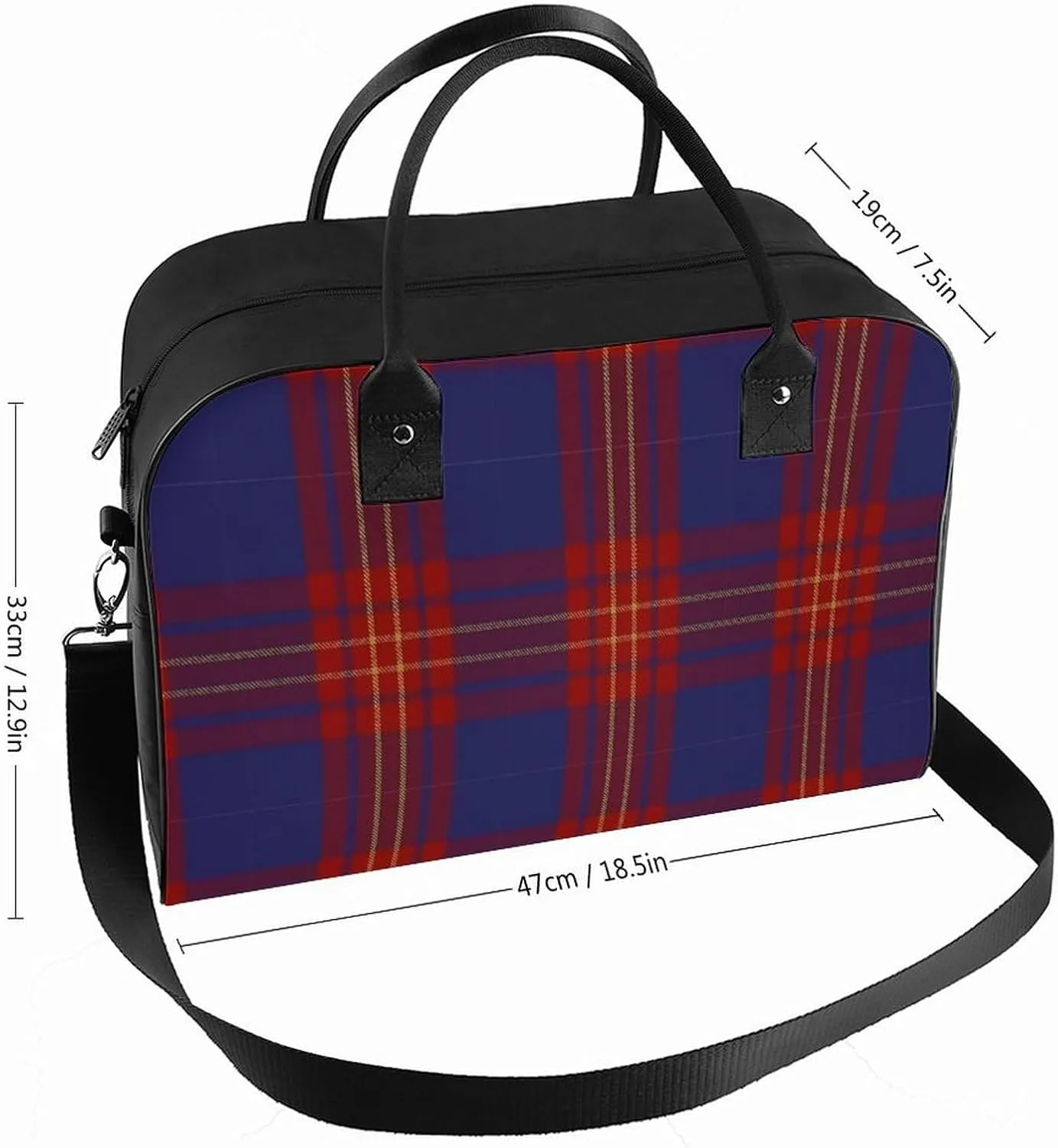 Checkered Black And White Fashionable Large Capacity Travel Handbag Unisex