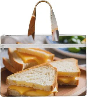 Cheese Sandwiches Print Men's and Women's Canvas Portable File Bags,Laptop Briefcase,Business Travel Office Bags