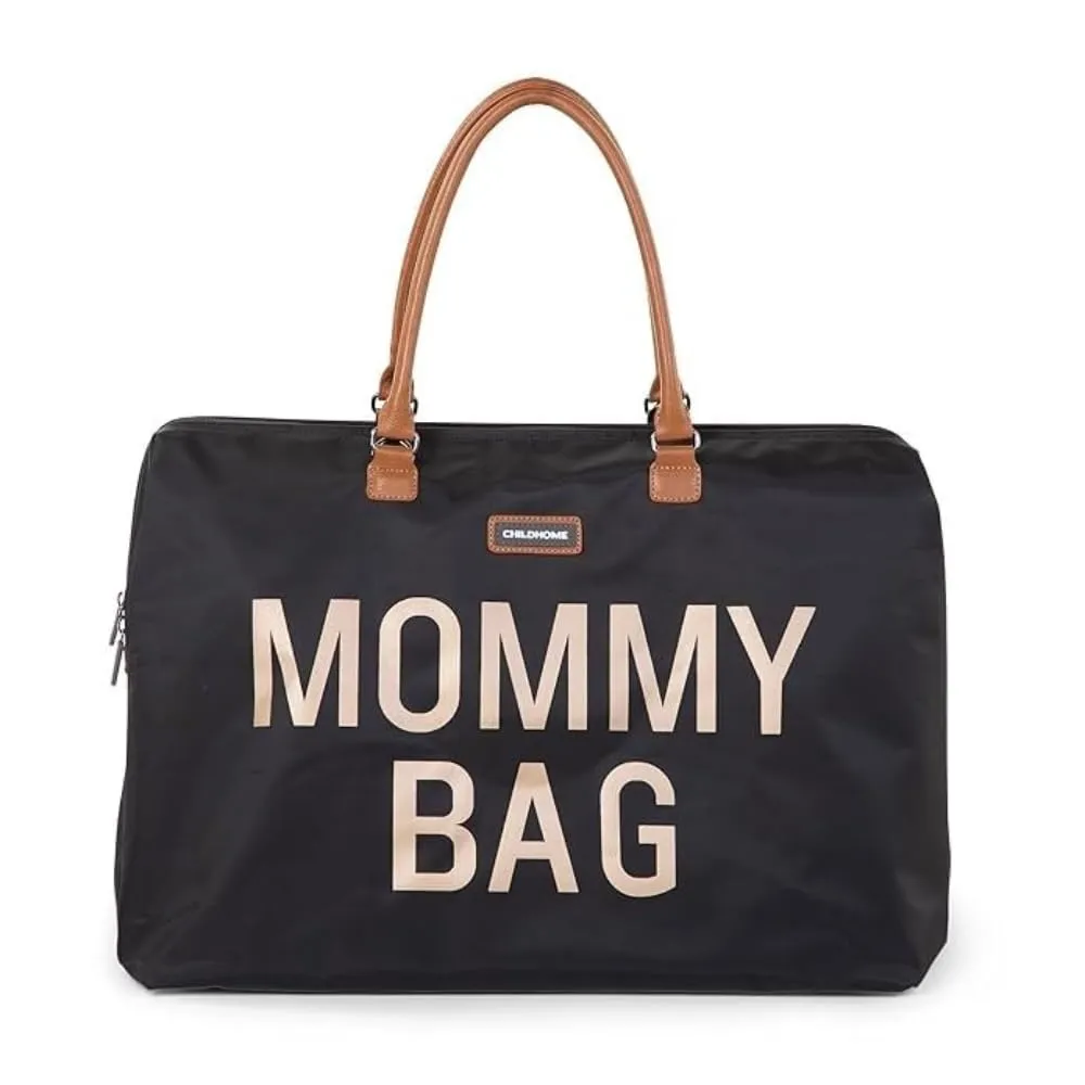 Childhome The Original Mommy Bag, Large Baby Diaper Bag, Mommy Hospital Bag, Large Tote Bag, Mommy Travel Bag, Baby Bag Tote, Pregnancy Must Haves (Black Gold)