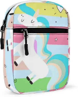Childish Unicorn Seamless On Colorful Rainbow Stripes Adjustable Fanny Waist Pack Pouch, Waterproof Crossbody Runners Bag Wallet for Gym Hiking Fitness Women Men 6.1 x 2.2 x 7.9 inch